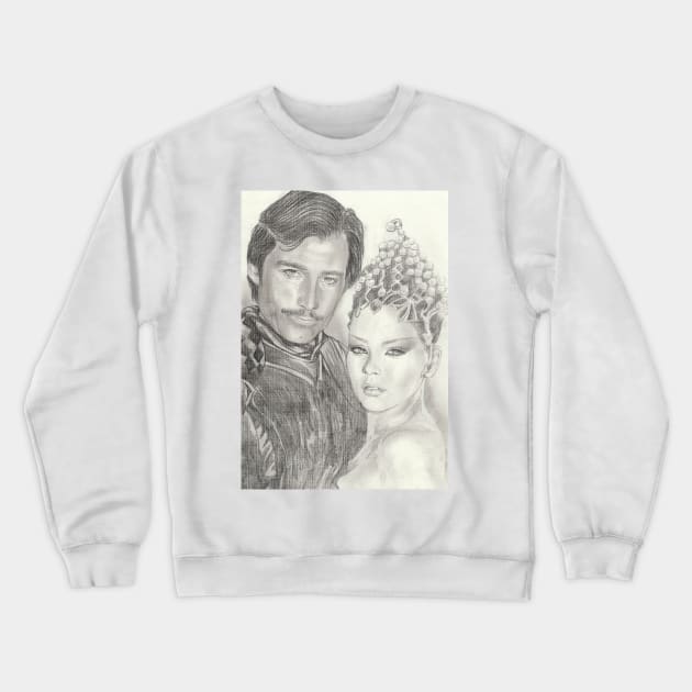 Timothy Dalton and Ornella Muti in Flash Gordon Crewneck Sweatshirt by Svetlana Pelin